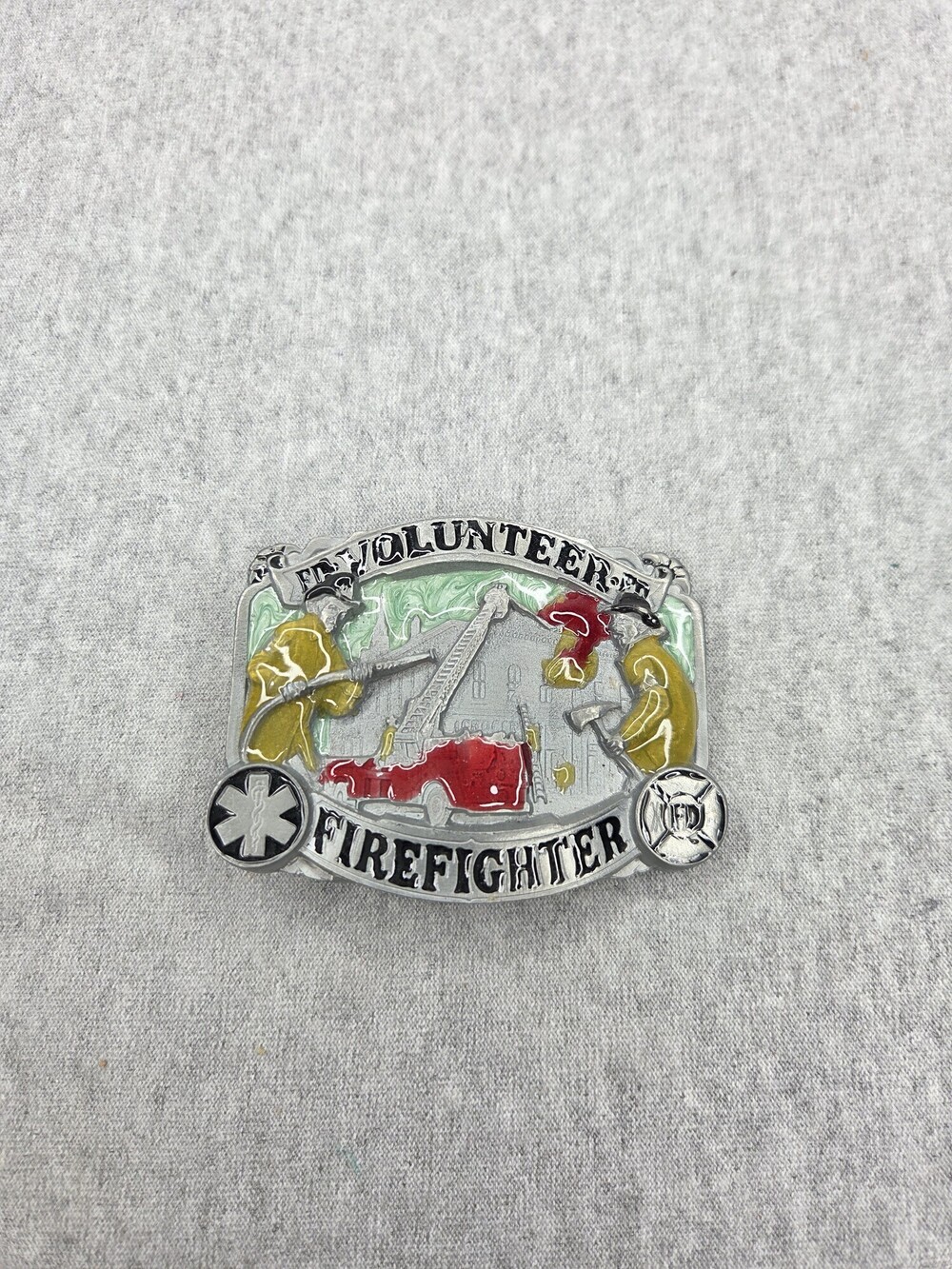 Vintage 1986 Great American Buckle Volunteer Firefighter Belt Buckle Pewter